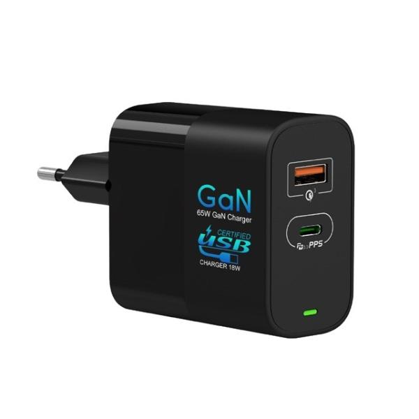 65w USB C Wall Charger Multiports Pocket Sized PD Gan Charger Laptops Power