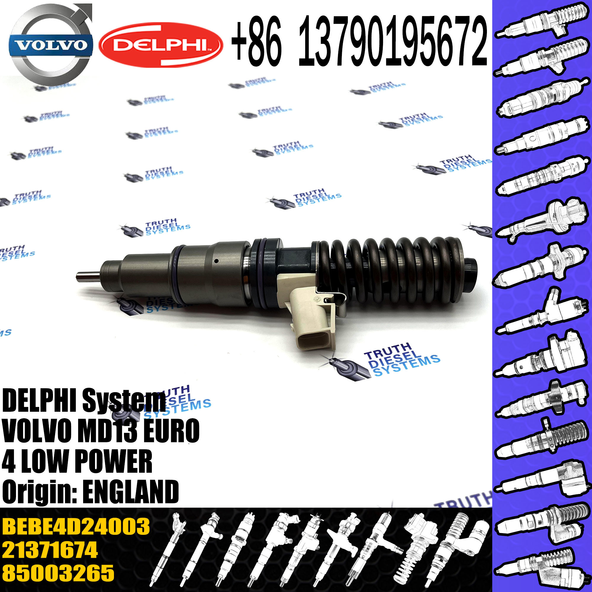 Direct Sale Diesel Fuel Injector 20972223 21371674 BEBE4D24003 For VOL MD13 EURO 4 LOW POWER