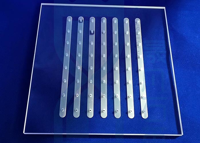 Deep Processed Frosty Quartz Glass Plate With Hole Per Drawing