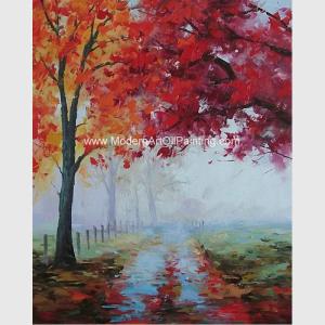 Wholesale Abstract Palette Knife Oil Painting Handmade Landscape Autumn Forest For Star Hotels from china suppliers