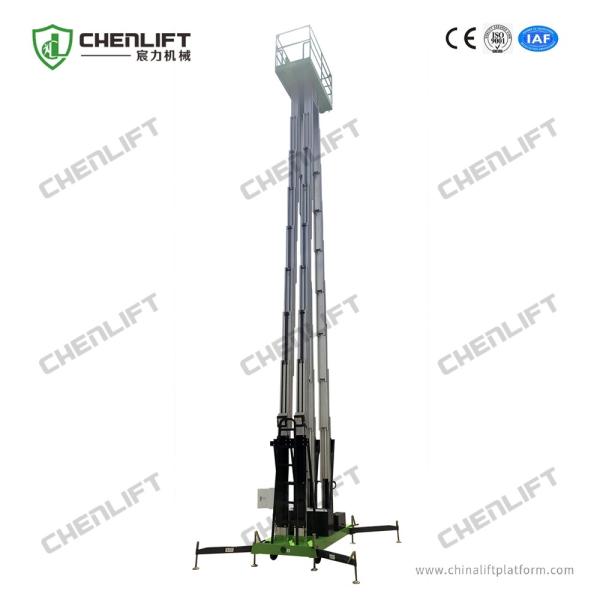 Aluminum Type Aerial Work Platform With Lifting Height 14m Platform Height Quadruple Mast 300Kg
