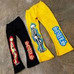Knitted Men's Printed Fleece Baggy Track Pants for Lightweight Style and Comfort