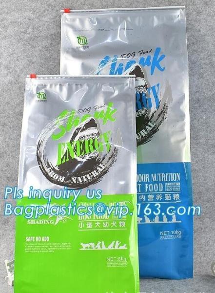 Slider zipper quad seal bag 10kg pet food bag, Tin Tie Flat Bottom Coffee Bean