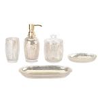 Mercury Gold Glass Bathroom Accessories Set Round Shape With Ribbed Vertical