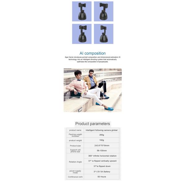 Follow Gimbal AI composition Object Tracking Auto Face Tracking Camera Phone Holder Auto Smart Shooting Selfie Stick