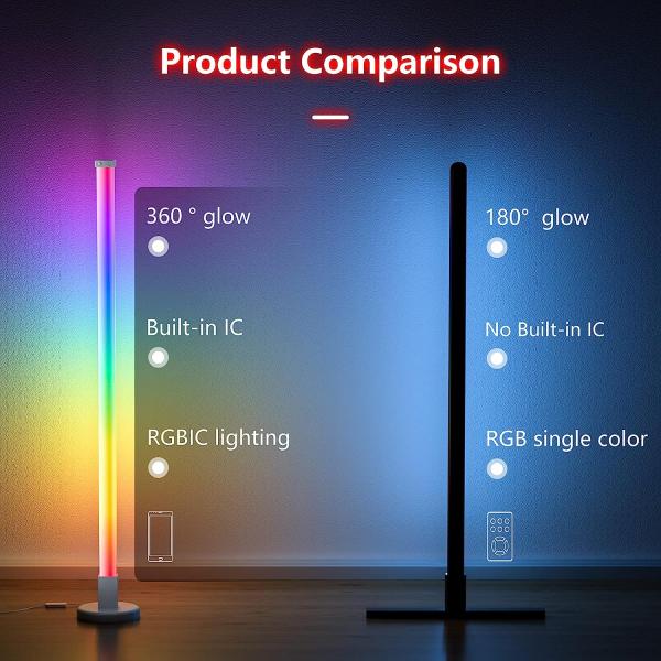 35*35*450mm RGB Colorful Remote Control LED Floor Lamp for Bedroom Ambient Lighting