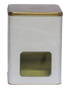 Wholesale Square Promotional Tin Cans Gold Vanished Lid With Transparent Window from china suppliers