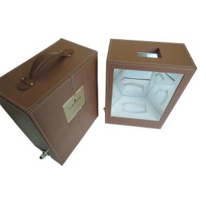 Wholesale Luxury Cardboard Wine Packaging Box With Handle Leather Wine Glass Display Box from china suppliers
