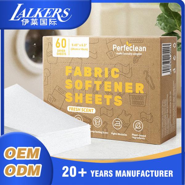 OEM Lalkers Laundry Fabric Softener Sheets Reduce Stiffness Washing Detergent