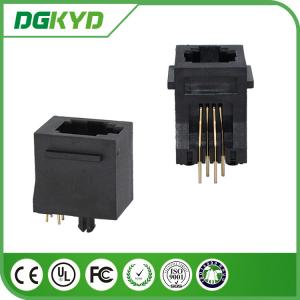 Wholesale 180 degree Tab Up Female RJ11 Jack Without Shield , Housing Black 4p4c Jack from china suppliers