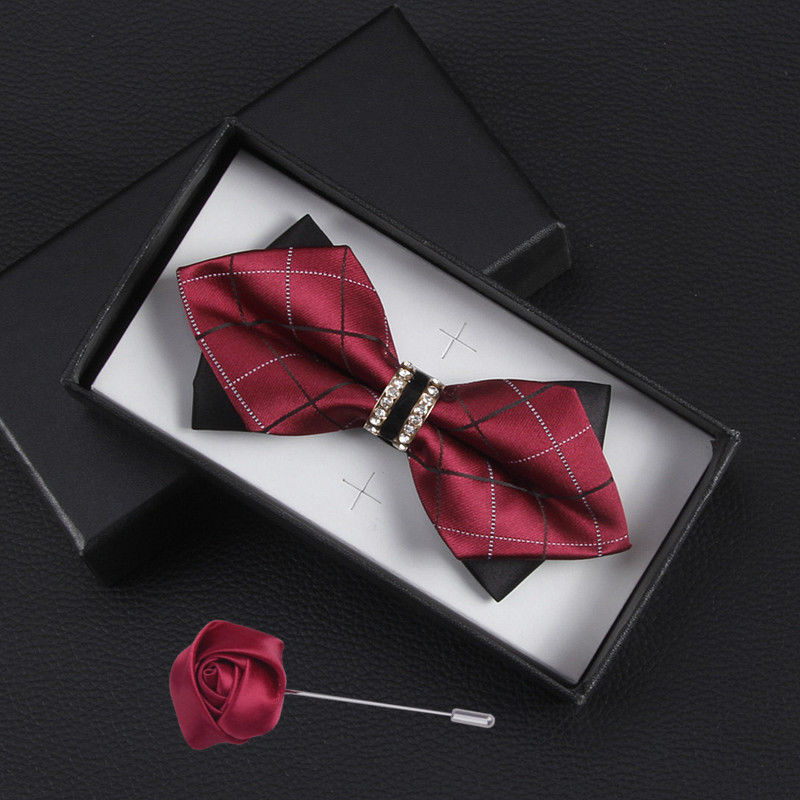 Men's Bowtie Necktie Handkerchief Clip Set Ideal for Weddings and Special Occasions