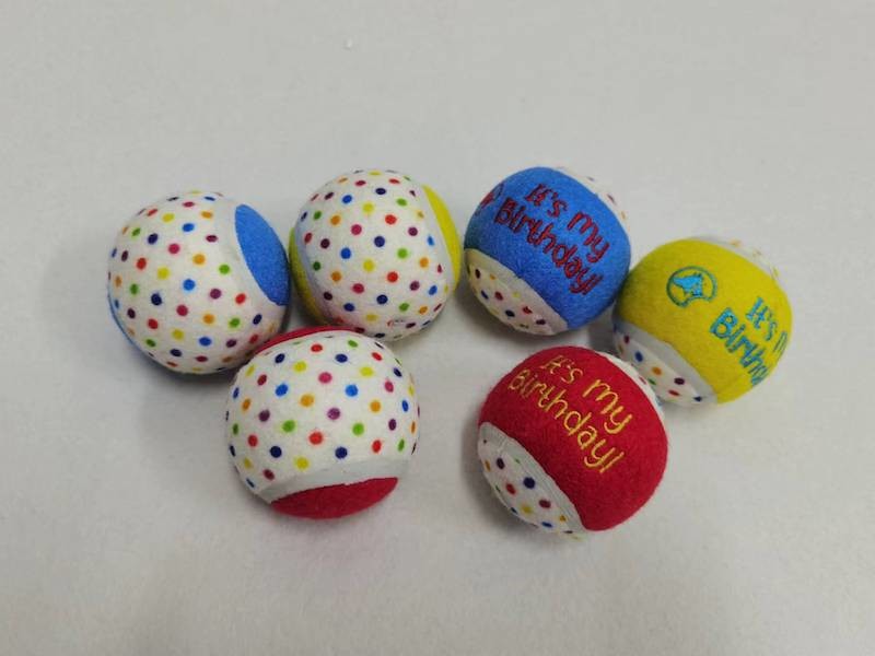 Happy Birthday Dog Tennis Balls 6 Pack by Midlee Regular, Pink