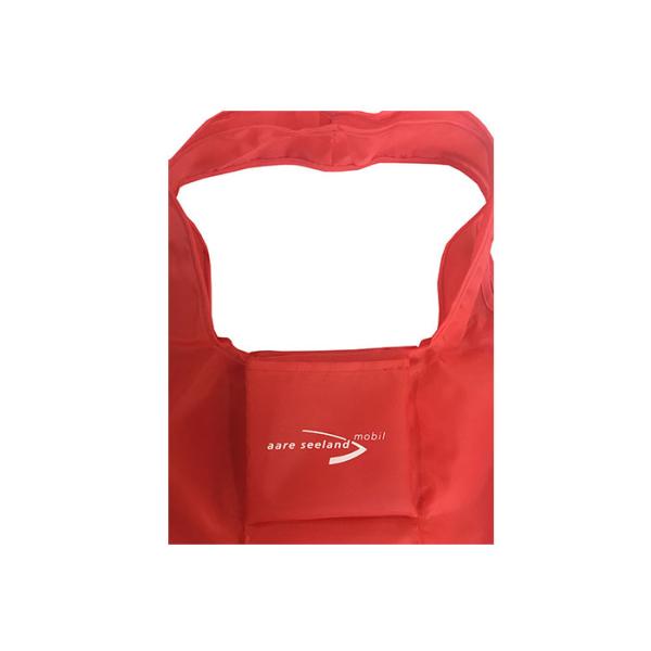 Red 210T RPET Folding Tote Bag Custom Foldable Reusable Bags