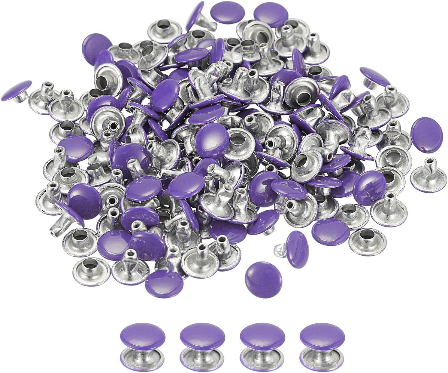 Bright Finish 9mm Double Cap Purple Rivets for Leather Craft Stainless Steel Material