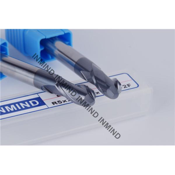 Black Coating Long Flute End Mill , R5*100 10 mm AOL 100 mm Ball Nose Milling Cutter