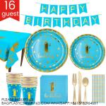 Baby'S Birthday Party Pink Paper Plate Napkin Cup Straw Tablecloth Decorative