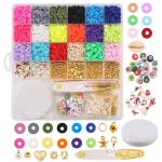 Polymer Clay Beads Flat Round in Round Shape for DIY Jewelry Making Kit Handmade