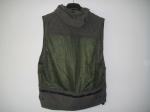 Fishing vest 033 with hood in taslan fabric, olive green color, water proof,