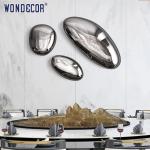 Abstract cobblestone hotel lobby stainless steel wall decoration sculpture