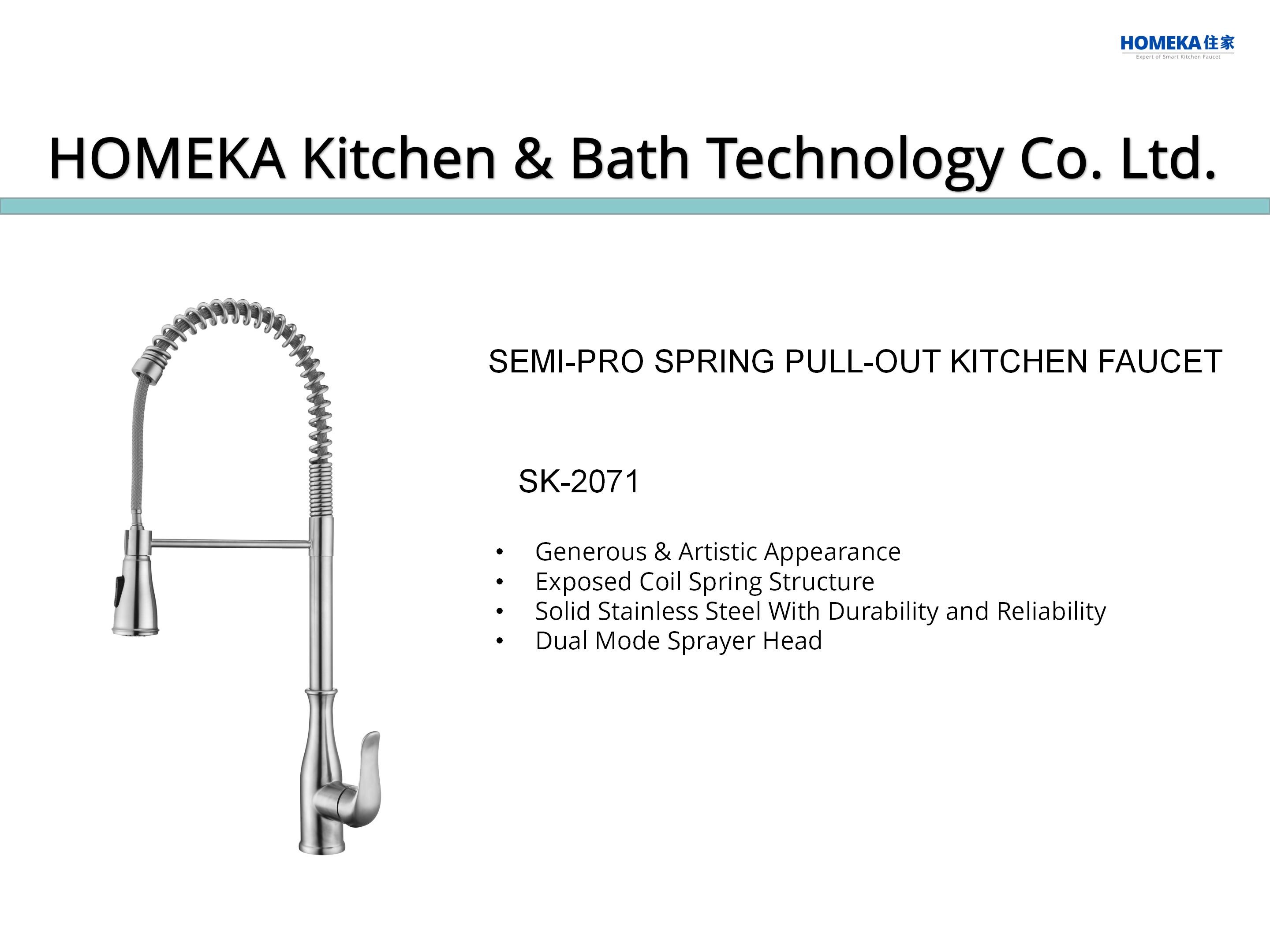 360 Degree Swiveling Spring Coil Kitchen Faucet CUPC Ceramic Cartridge Water Tap