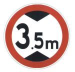 Limit height, width, mass, axle weight signs