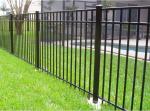 3 Rails Black Steel Fence , Residential Beautiful Metal Security Fencing