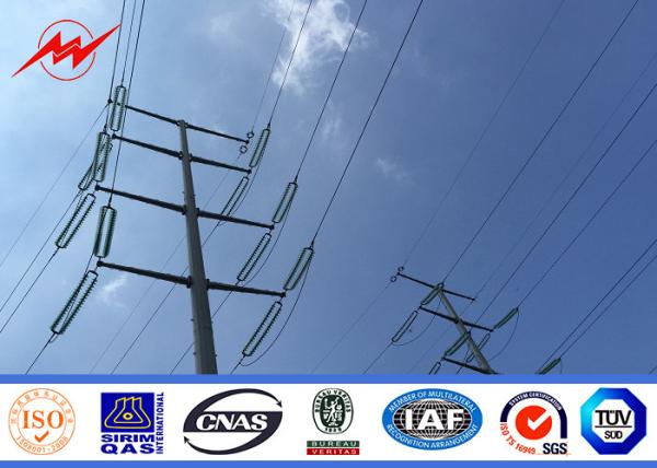 HDG 18m Height 16 sides Three Sections Steel Utility Poles 13.8KV Transmission