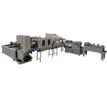 Automatic heat shrinking large roll maxi paper towel rewinding cutting packing