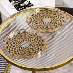 Gold Inlay Disposable Plastic Serving Tray for Home Travel Coffee Tea Plate Dish