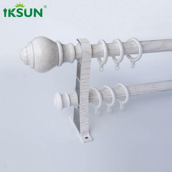 White Double Modern Wood Curtain Rod Heavy Duty 28mm Diameter