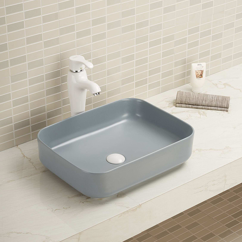 No Seams Countertop Bathroom Sink Non-Leakage Design Rectangular Wash Basin