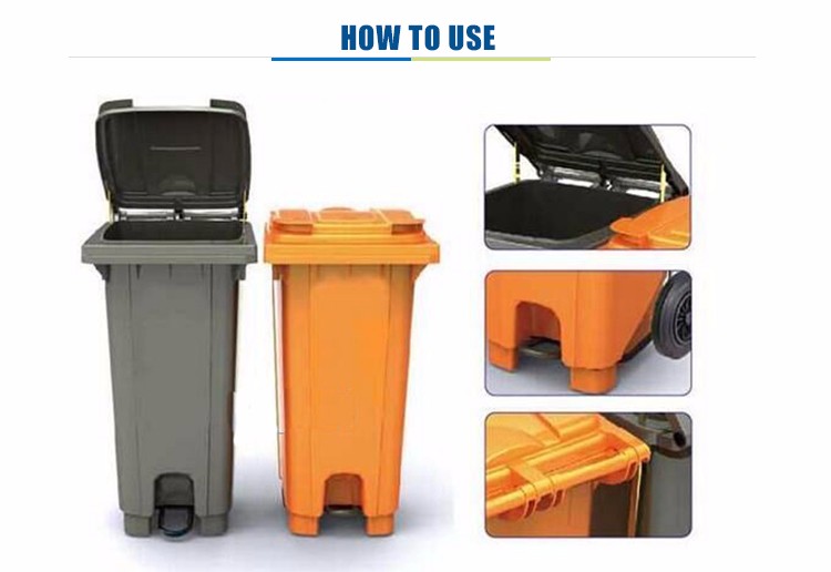 360L big size plastic dustbin garbage container recycle bin with 2 wheels pedal waste bin foot