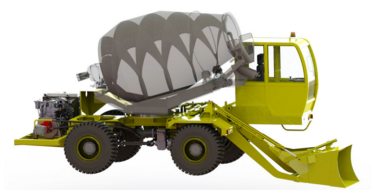 Diesel Engine Mobile Concrete Mixer 3.5m3 Capacity Self Loading YC4125Z 92kw