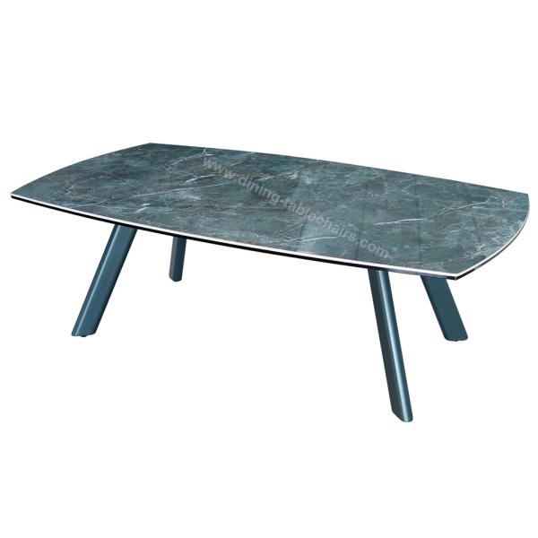 Elegant Green Glossy Artistic Coffee Tables Ceramic Topped Scratch Proof