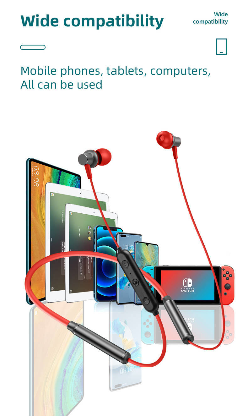 Wireless Neckband Bluetooth Headphone CVC 8.0 Noise Canceling Magnetic Earbuds