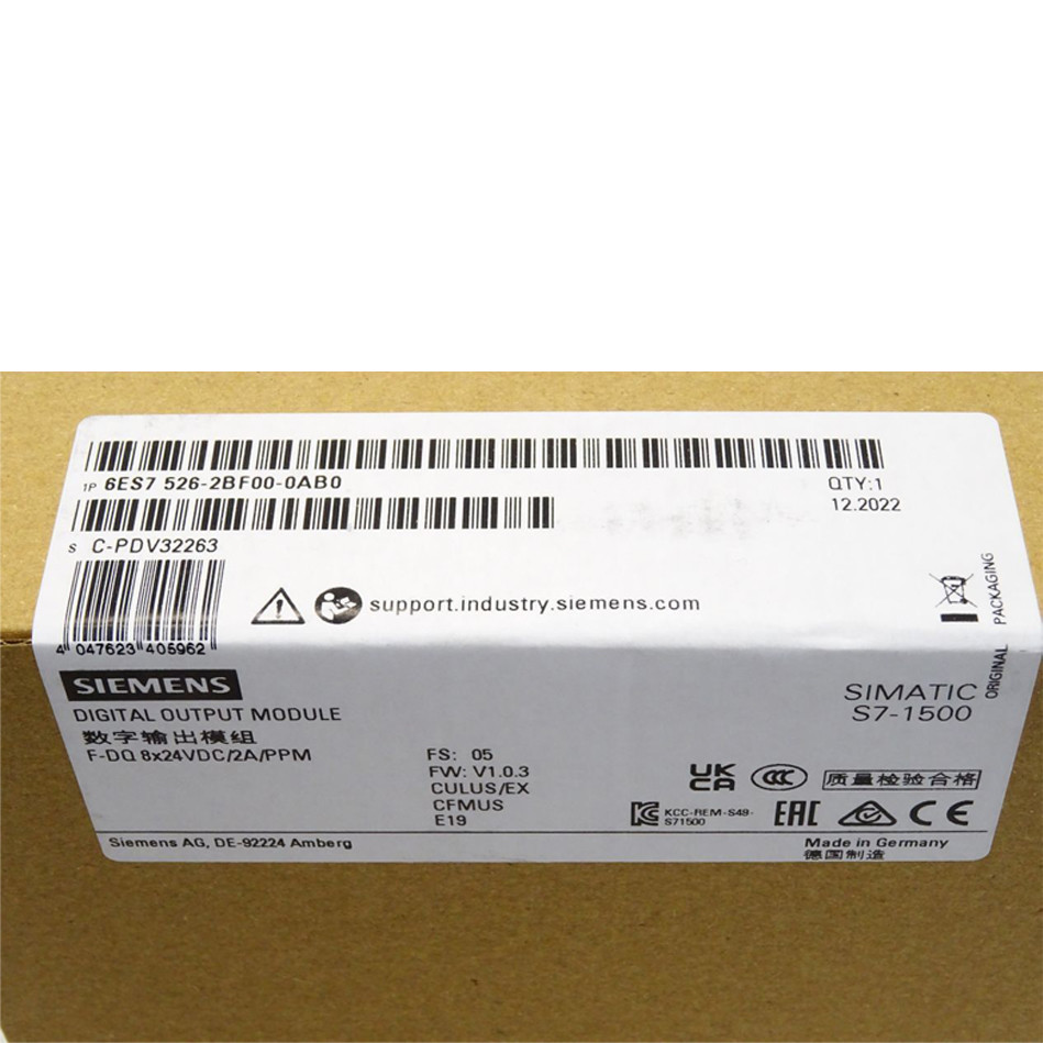 SIEMENS PLC SIMATIC S7-1500 F-DQ 8X24VDC/2A PPM 6ES7526-2BF00-0AB0 F DIGITAL OUTPUT MODULE, F-DQ 8X 24 V DC 2A PPM PROFI