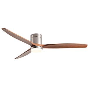Wholesale Hot Selling Wooden 52 Inch Modern 3 Leaf Intelligent Remote Control LED Decorative Ceiling Fan with Light from china suppliers
