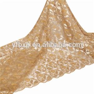Wholesale F50231 Embroidery gold sequin african french lace fabric for wedding dress/ garment/ suit from china suppliers