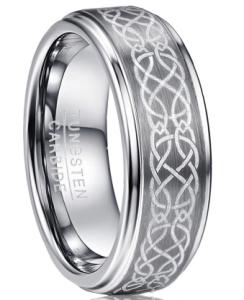 Wholesale Gray Flower Pattern Men's Wedding Ring Gold Tungsten Carbide Zircon Commemorative Jewelry from china suppliers