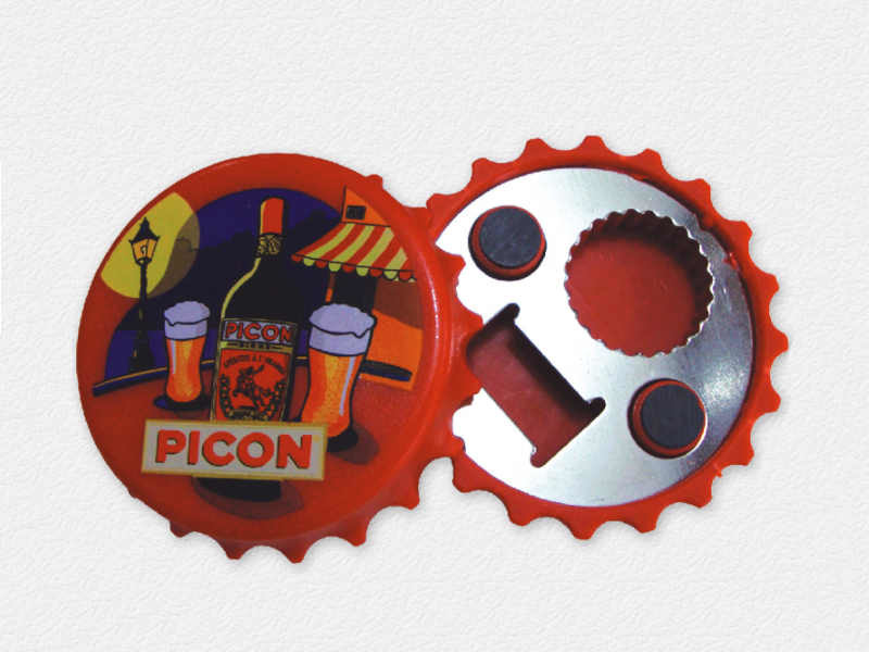 Custom Beer Promotion Gift Plastic Bottle Cap Shape Fridge Magnet Beer Bottle Opener with Printed Logo, Different Colors
