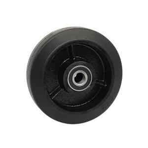 China Black Iron Ball Bearing Rubber Single Wheel 100mm 125mm 150mm 200mm For Heavy Duty Casters on sale