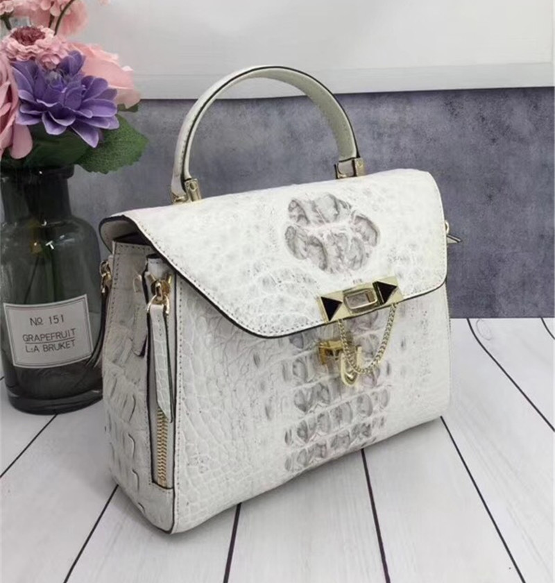 Exotic Genuine Crocodile Skin Woman Orange Purse Authentic Alligator Leather Lady Handbag Female Crossbody Shoulder Bag