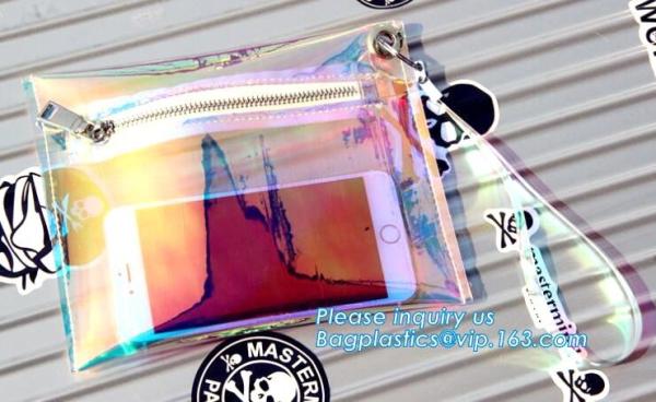 Clear Vinyl Neon Hue Mini Tote Bag, fashion handbag transparent clear neon PVC