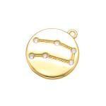 CZ Gold Plated Pendant Necklace Rhinestone Horoscope 12 Zodiac Coin Pendant For