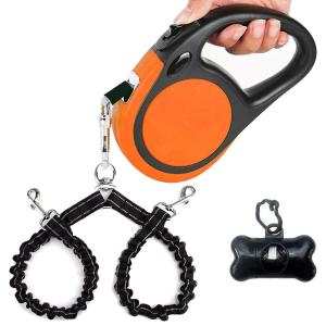 Wholesale Double Head 3 Meters Retractable Leash With Flashlight And Bag Dispenser For Large Dogs from china suppliers
