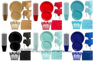 Wholesale Colorful Party Pack! Includes Colorful Dinner Plates, Cutlery, Napkins And Cups bronzing hot silver paper tray from china suppliers