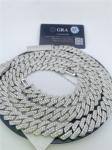Hip Hop Miami Cuban Link Chain 15mm VVS Moissanite Sterling Silve Cuban Link