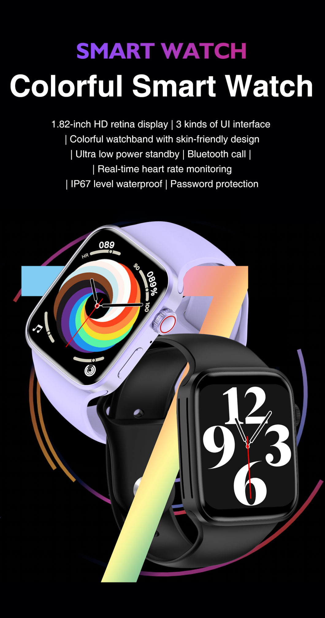 Gw57 Wireless Fast Charge Smartwatch Outdoor Fitness Heart Rate Tracker Sport Smart Watch Gw57 IP68 Waterproof Watch