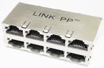 Network 2x4 Port Stacked RJ45 Magjack Shielded , JC0-0131NL Through Hole