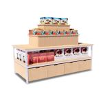 Metal And Wood Double Sided Supermarket Gondola Shelf BSCI SGS